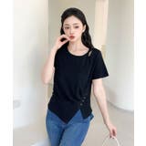 【Jasmine】カットアウトアシメトリーデザインTシャツ | aimoha  | 詳細画像3 
