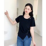 【Jasmine】カットアウトアシメトリーデザインTシャツ | aimoha  | 詳細画像5 