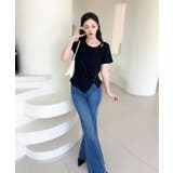 【Jasmine】カットアウトアシメトリーデザインTシャツ | aimoha  | 詳細画像6 