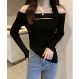【Jasmine】オフショル胸カットアウトニットトップス Jasmine Gra… | aimoha  | 詳細画像2 