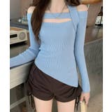 ブルー | 【Jasmine】オフショル胸カットアウトニットトップス Jasmine Gra… | aimoha 