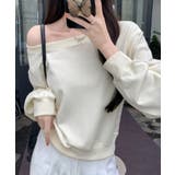 ホワイト | 【Jasmine】2WAY肩見せスウェット Jasmine Grandiflor… | aimoha