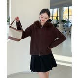 【Jasmine】ボリュームファーフードニットジップアップパーカー | aimoha  | 詳細画像8 