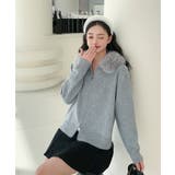 【Jasmine】ボリュームファーフードニットジップアップパーカー | aimoha  | 詳細画像2 