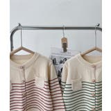 ボーダー柄カーディガン ニット 丸首 | aimoha  | 詳細画像2 