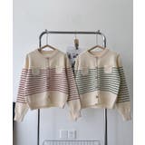 ボーダー柄カーディガン ニット 丸首 | aimoha  | 詳細画像7 