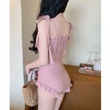 リボンショルダーフリルスイムウェア 水着 UVカット | aimoha  | 詳細画像2 