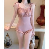 リボンショルダーフリルスイムウェア 水着 UVカット | aimoha  | 詳細画像4 