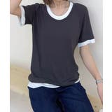 ダークグレー | リブ配色Tシャツ | aimoha 