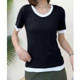 ブラック | リブ配色Tシャツ | aimoha 