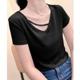 【Banico】クロスデザインVネック半袖トップス | aimoha  | 詳細画像1 