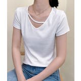 【Banico】クロスデザインVネック半袖トップス | aimoha  | 詳細画像2 