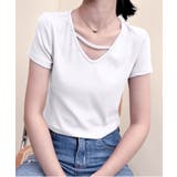 【Banico】クロスデザインVネック半袖トップス | aimoha  | 詳細画像4 