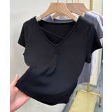 【Banico】クロスデザインVネック半袖トップス | aimoha  | 詳細画像8 