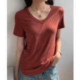 レッド | VネックシンプルTシャツ | aimoha 