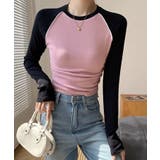 ピンク | ラグランスリーブ配色トップス | aimoha 