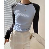 ブルー | ラグランスリーブ配色トップス | aimoha 