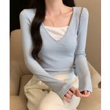 Vネック長袖リブトップス | aimoha  | 詳細画像9 