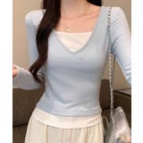 Vネック長袖リブトップス | aimoha  | 詳細画像11 