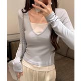 Vネック長袖リブトップス | aimoha  | 詳細画像12 