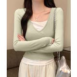 Vネック長袖リブトップス | aimoha  | 詳細画像15 