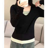 Vネック長袖リブトップス | aimoha  | 詳細画像4 