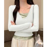 Vネック長袖リブトップス | aimoha  | 詳細画像6 