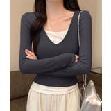 Vネック長袖リブトップス | aimoha  | 詳細画像8 