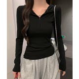 ブラック | シンプルフィットハーフジップトップス | aimoha 