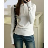 ホワイト | シンプルフィットハーフジップトップス | aimoha 