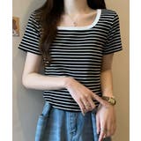 ボーダースクエアネックTシャツ | aimoha | 詳細画像2