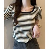 ボーダースクエアネックTシャツ | aimoha | 詳細画像3