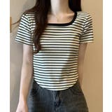 ボーダースクエアネックTシャツ | aimoha | 詳細画像4