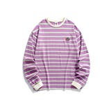 パープル | アメカジワッペン刺繍配色ボーダーリンガーロングTEE ストリート系 ロンT | HOOK