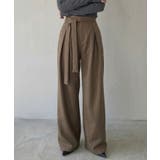 ブラウン | ウエストサイドリボンタックワイドパンツ | aimoha 
