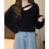 ブラック | 【Jasmine】シャギーニットプルオーバー Jasmine Grandiflo… | aimoha 