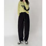 ブラック | ドローストリングリラックスパンツ | aimoha 