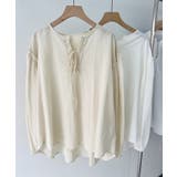 ベージュ | ハーフプラケットリボンシャツ | aimoha