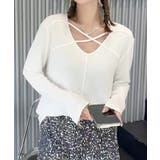 クロスデザインVネック長袖トップス | aimoha  | 詳細画像3 