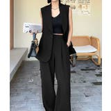 ブラック | aimoha リボンタイベルトロングジレ+ワイドパンツセットアップ | aimoha