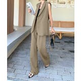 aimoha リボンタイベルトロングジレ+ワイドパンツセットアップ | aimoha | 詳細画像2