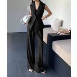 ブラック | aimoha ロングジレ+ワイドパンツセットアップ | aimoha