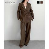 aimoha ウエストリボンテーラードジャケット+ワイドパンツセットアップスーツ | aimoha | 詳細画像1