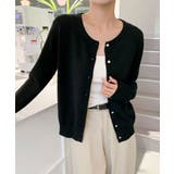 ブラック | パールボタンカーディガン | aimoha 