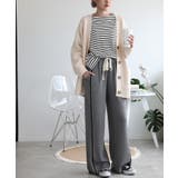 ラインデザインカジュアルニットパンツ | aimoha | 詳細画像1