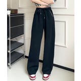 ブラック | ロゴハイウエストドローストリングパンツ  | aimoha 