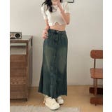 【aimoha】フリンジヘムフレアデニムスカート | aimoha  | 詳細画像8 