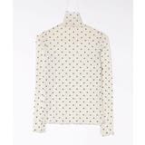 ホワイト | 【HOOK】for girls ドット柄ハイネックシアートップス | HOOK