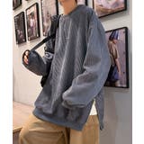 新作ユニセックス ワッフル生地ビッグシルエットスウェット トレーナー | aimoha men | 詳細画像4 