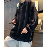 新作ユニセックス ワッフル生地ビッグシルエットスウェット トレーナー | aimoha men | 詳細画像6 